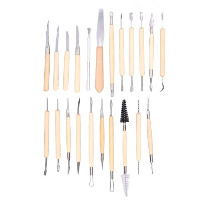 Clay Tools, 22Pcs Modeling Clay Sculpting Tools Set Pottery Tools, Polymer Clay Tools, Wooden Handle, Comfortable Grip for DIy Clay, Fondant, Ceramic, Dough, Wax, Cake Decoration