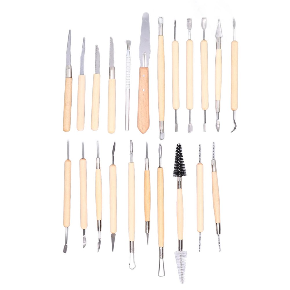 Clay Tools, 22Pcs Modeling Clay Sculpting Tools Set Pottery Tools, Polymer Clay Tools, Wooden Handle, Comfortable Grip for DIy Clay, Fondant, Ceramic, Dough, Wax, Cake Decoration