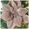 Factory Direct Craft Set of 2 Soft Fuzzy Brown Poinsettia Flowers - Fake Poinsettia Blooms for Christmas Trees and Holiday Decorations (9 Inch Blooms) view 1