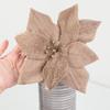 Factory Direct Craft Set of 2 Soft Fuzzy Brown Poinsettia Flowers - Fake Poinsettia Blooms for Christmas Trees and Holiday Decorations (9 Inch Blooms) view 4