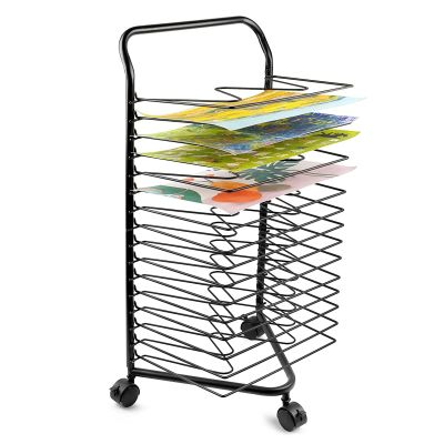 JIAHESHYP Art Drying Rack Mobile Cart for Painting Craft Artwork Canvas Storage, Stackable Metal Art Rack Power Coated for Classroom, Art Club
