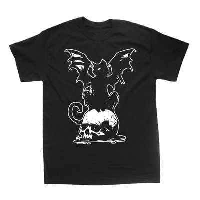 Cat Bat Skull Shirt - Occult Tarot Card Pentacle Star Gothic Memento Mori Skeleton Grunge Danse Macabre (as1, Alpha, s, Regular, Regular)