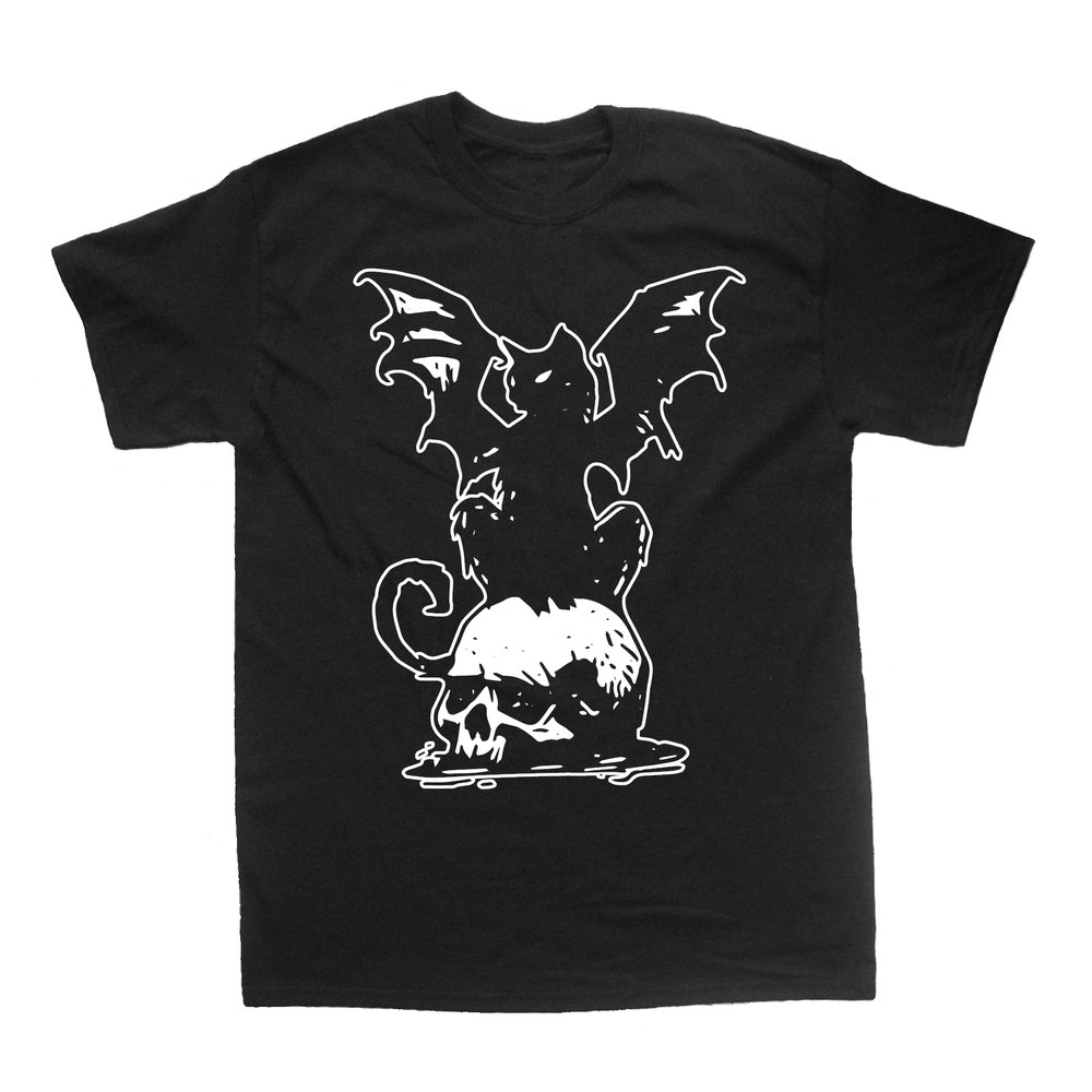 Cat Bat Skull Shirt - Occult Tarot Card Pentacle Star Gothic Memento Mori Skeleton Grunge Danse Macabre (as1, Alpha, s, Regular, Regular)