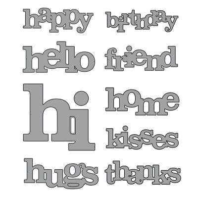 Briartw 9 Pieces Big Words Cutting Dies,Happy,Birthday,Hello,Friend,Home Metal Stencil for Cards Making,DIY Scrapbook,Handmade Invitation Card Postcard,Release Stress,Embossing Decoration Crafts Tool
