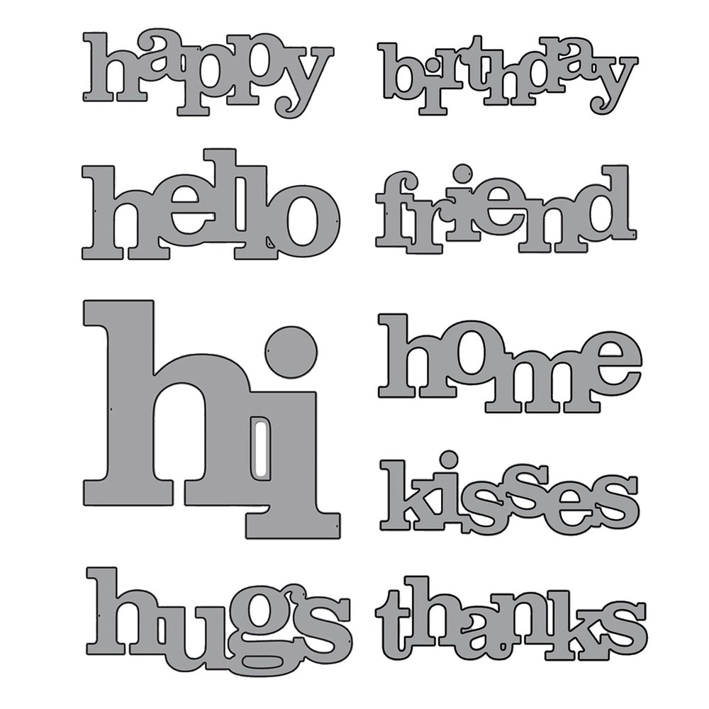 Briartw 9 Pieces Big Words Cutting Dies,Happy,Birthday,Hello,Friend,Home Metal Stencil for Cards Making,DIY Scrapbook,Handmade Invitation Card Postcard,Release Stress,Embossing Decoration Crafts Tool