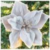 Factory Direct Craft Set of 2 Soft Fuzzy Cream Poinsettia Flowers - Fake Poinsettia Blooms for Christmas Trees and Holiday Decorations (9 Inch Blooms) view 1