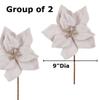 Factory Direct Craft Set of 2 Soft Fuzzy Cream Poinsettia Flowers - Fake Poinsettia Blooms for Christmas Trees and Holiday Decorations (9 Inch Blooms) view 2