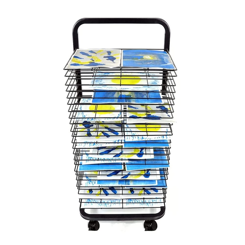 JIAHESHYP Art Drying Rack - 3 Sizes of Solid Art Drying Racks for Single-Sided Use Art Carts with Universal Wheels are Ideal for Classroom Art Studios and Home Use (Size : 25-Layer)