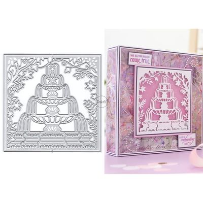 DzIxY Fountain Background Metal Cutting Dies for Card Making Kit Embossing Paper Die Cuts Scrapbook Machine Stencils Storage Pockets Supplies