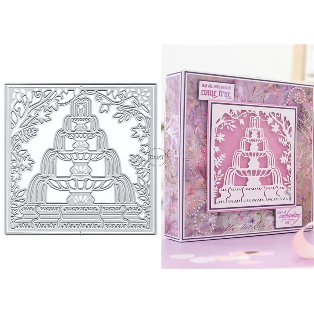 DzIxY Fountain Background Metal Cutting Dies for Card Making Kit Embossing Paper Die Cuts Scrapbook Machine Stencils Storage Pockets Supplies