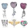 Genuine 925 Sterling Silver Love Heart Hanging Owl Suitable for Original 3mm Bracelet DIY Jewelry Making for Wo - (Color: CMC067) view 2