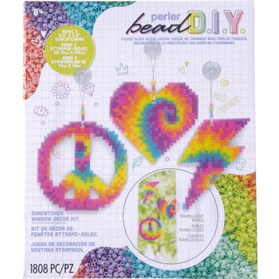 Perler 80-57038 Fused Bead DIY Suncatcher Room Dcor Craft Activity Kit, 5.5" x 5.5", Multicolor, 1808 Pieces