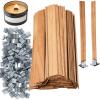 MadMedic Wooden Candle Wicks with Metal Holders, 5.12 in Crackling Wood Wicks 100 PCS Kit for Candle Making & Soy Wax, Natural Cherry Wood, for Jars Up to 2.75 in view 1