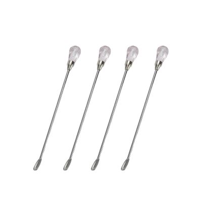 Pastlla 4pcs Stainless Steel & Acrylic Wax Stirrer Mixing Spoons, Crystal Shape - Pink