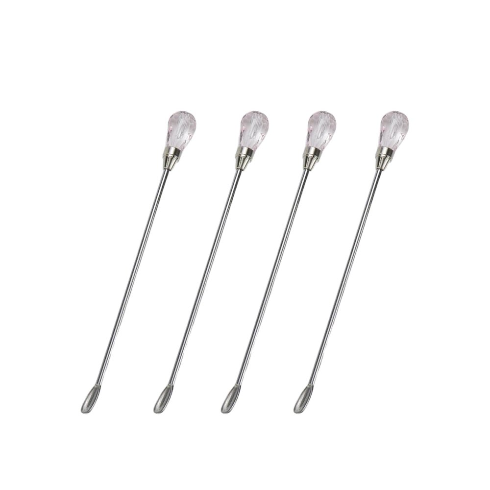 Pastlla 4pcs Stainless Steel & Acrylic Wax Stirrer Mixing Spoons, Crystal Shape - Pink
