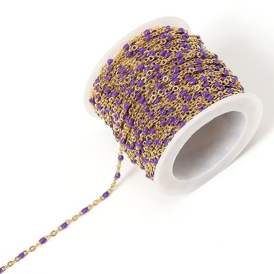 GIOTEL Beading 10Meters/Roll Stainless Steel Bead Chain Roll Cable Gold Necklace Ball Chain for Jewelry Making Components DIY Jewelry Production Chain (Color : Gold Purple)