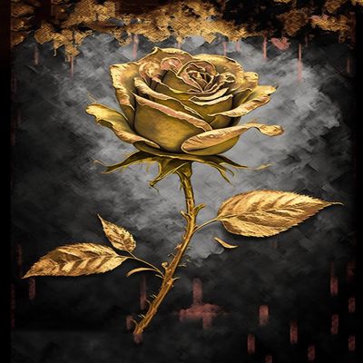Diamond Painting The Golden Rose, 5D Round Diamond Crystal Gemstone Cross Stitch Diamond Painting Kits, 20X20Inch for Beginners Home Interactive Room Decor Garden Decor or Gift