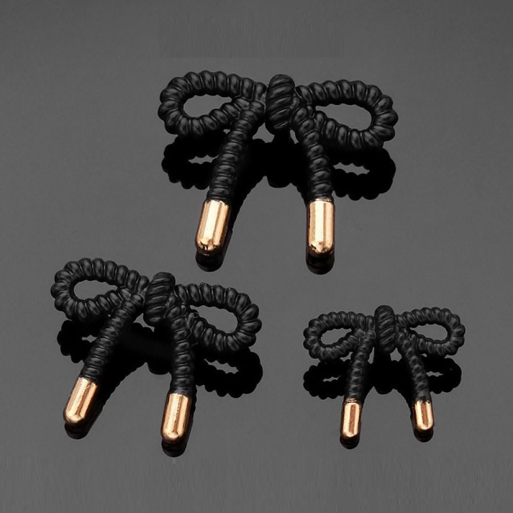 LIBERGA 10 Pcs Metal Bow Buttons with Shank, Fashion Decorative Buttons for Sewing, Cardigans, Coat, Clothes, Craft Projects,Black,23mm*18mm