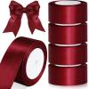 Zeyune Burgundy Satin Ribbon 4 Rolls 2 Inch x 24 Yard Double Face Fabric Satin Ribbon for Valentine's Day Gift Wrapping, Bows Bouquet, DIY Craft, Wedding Invitation, Bridal Bouquet, Party Decoration view 1