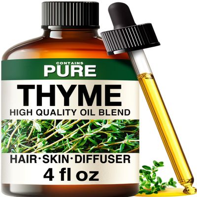 100% Pure Thyme Oil - 4 Fl Oz Thyme Essential Oil for Hair, Skin, Diffuser, Aromatherapy & DIY Soap Making Scent