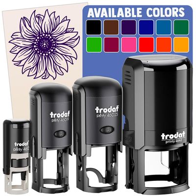 Fancy Blooming Sunflower Flower Self-Inking Rubber Stamp Ink Stamper for Stamping Crafting Planners - 1-1/2 Inch Large - Red Ink