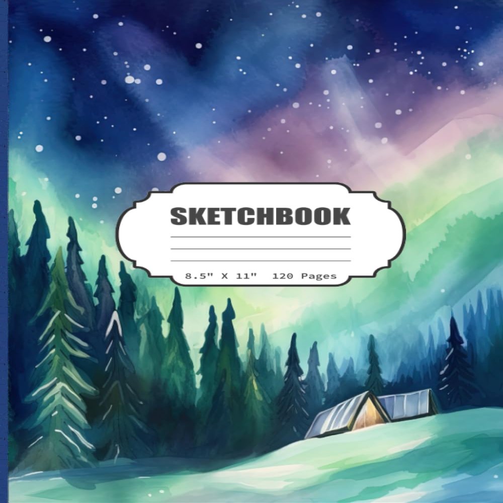 Sketchbook: Nothern Lights Watercolor Sketch Book for Girls, Kids, Teens, Adults Artist Notebook/Journal for Drawing, Writing, Sketching or Doodling Paper, 120 Blank Pages, 8.5x11 (Blank Drawing Book)