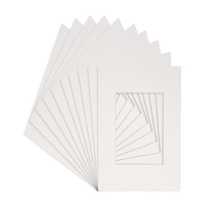 10x10 Mat Bevel Cut for 6x6 Photos - Precut White Square Shaped Photo Mat Board Opening - Acid Free Matte to Protect Your Pictures - Bevel Cut for Family Photos, Pack of 25 Matboards Show Kits With