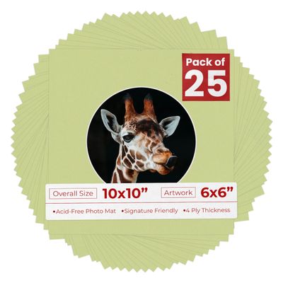Poster Palooza 10x10 Photo Mat Board for 6x6 Photos Precut Circle Shape Opening Acid Free Bevel Cut Picture Frame Mat, Steel Blue, Mat Board for Framing Photos & Artwork, 25-Pack Matboards Show Kits