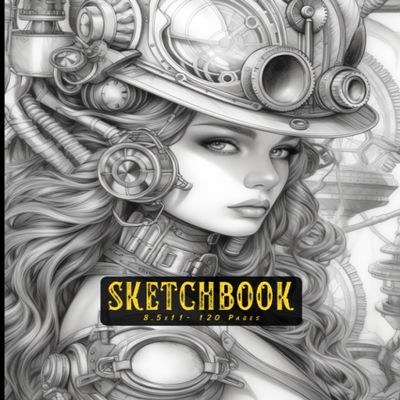 Sketchbook: Steampunk Cover 120 pages Unlined Drawing Notebook, 8.5x11 Large Sketch Book for Doodling or Sketching Journal