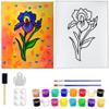 INDIGO ART STUDIO Pre Drawn Canvas Paint Kit for Adults Kids Couples | Stretched & Stenciled | Art Activity | Lotus Flower #2 Retro | DIY Birthday Gift & Sip and Paint with Twist Party Favor | 11x14 view 1