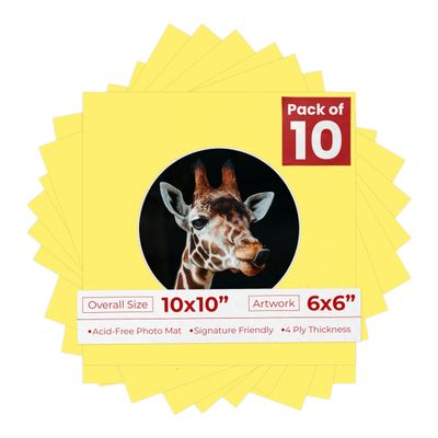 Poster Palooza 10x10 Photo Mat Board for 6x6 Photos Precut Circle Shape Opening Acid Free Bevel Cut Picture Frame Mat, Steel Blue, Mat Board for Framing Photos & Artwork, 10-Pack Matboards Show Kits