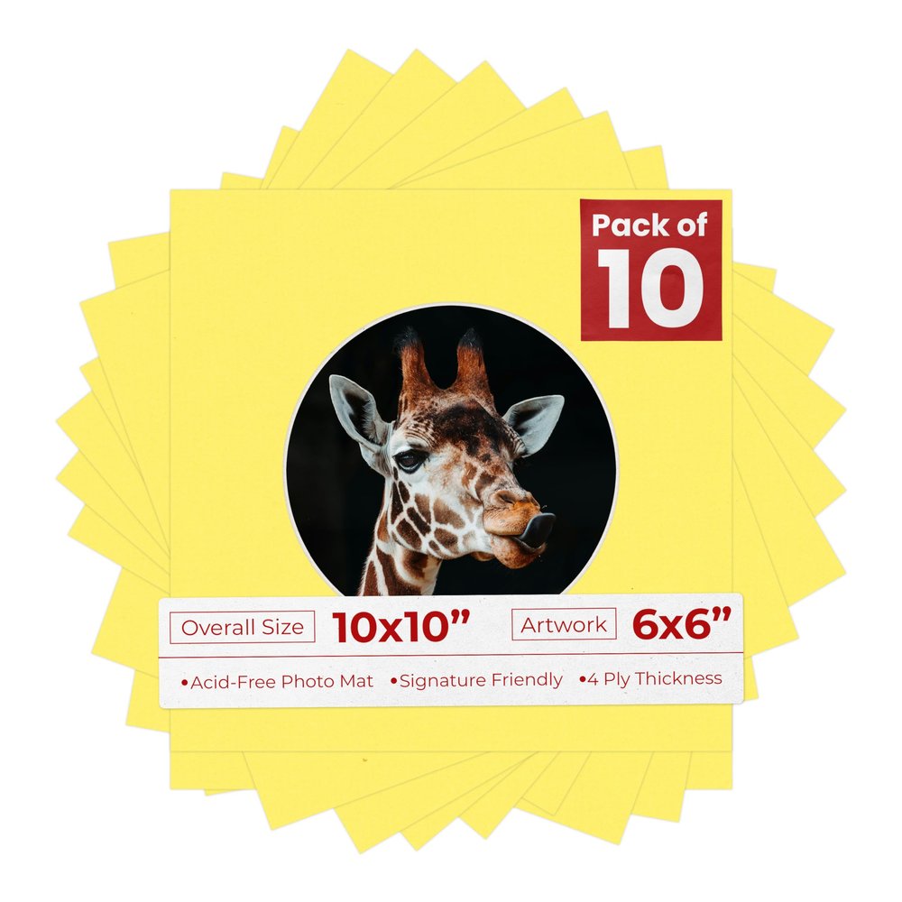 Poster Palooza 10x10 Photo Mat Board for 6x6 Photos Precut Circle Shape Opening Acid Free Bevel Cut Picture Frame Mat, Steel Blue, Mat Board for Framing Photos & Artwork, 10-Pack Matboards Show Kits
