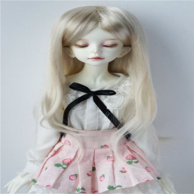 1/4 MSD BJD Hair JD157 7-8inch Long Natural Straight Side Parting Synthetic Mohair Doll Wigs (Blond)