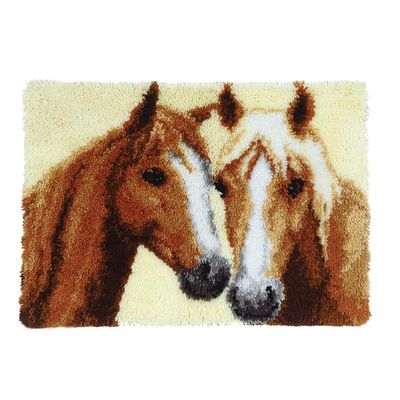 DL-YTG DIY Latch Hook Kits for Art Craft Throw Rug Pattern Paint Cross Stitch Set :Horse A-20X16 Inch