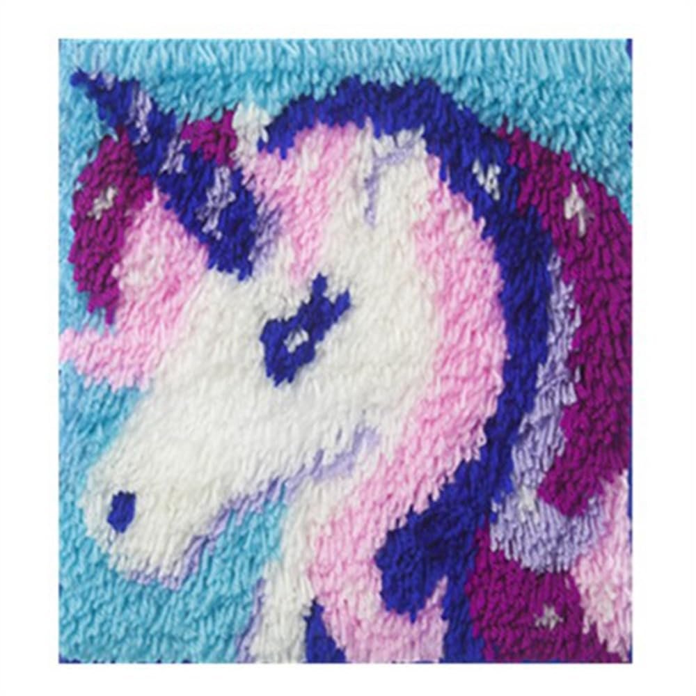 DL-YTG DIY Latch Hook Kits for Art Craft Throw Rug Pattern Paint Cross Stitch Set :Horse A-20X20 Inch