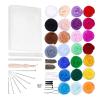 Tyenaza Needle Felting Kit, Wool Roving for Felting Wool Needle 25 Colors Wool Fluffy Soft Eco Friendly Easy Operation Felting Kit for Craft DIY Sewing view 3
