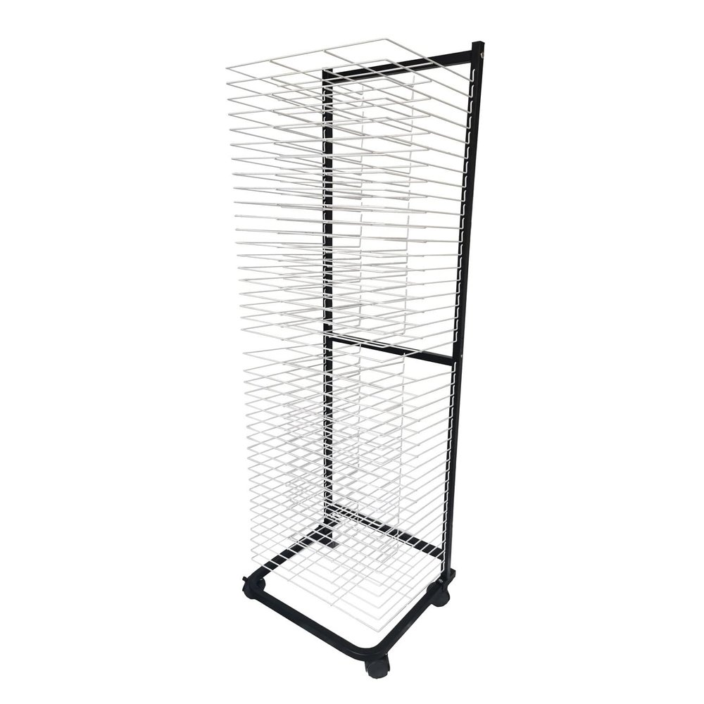 THEGA Art Drying Rack - Steel Drying Painting Racks, 40 Removable Shelves, Mobile Wide Art Drying Rack for Classrooms, Sturdy Paint Drying Rack with Lockable Wheels, Space Saving Rack