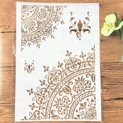 TIAMECH A4 Reusable Mandala 1/4 Wheel Stencil for Painting - Vintage Round Arrow Layering Template, DIY Wall Art, Wood Furniture, Scrapbook & Crafts (8.3x11.7inch)