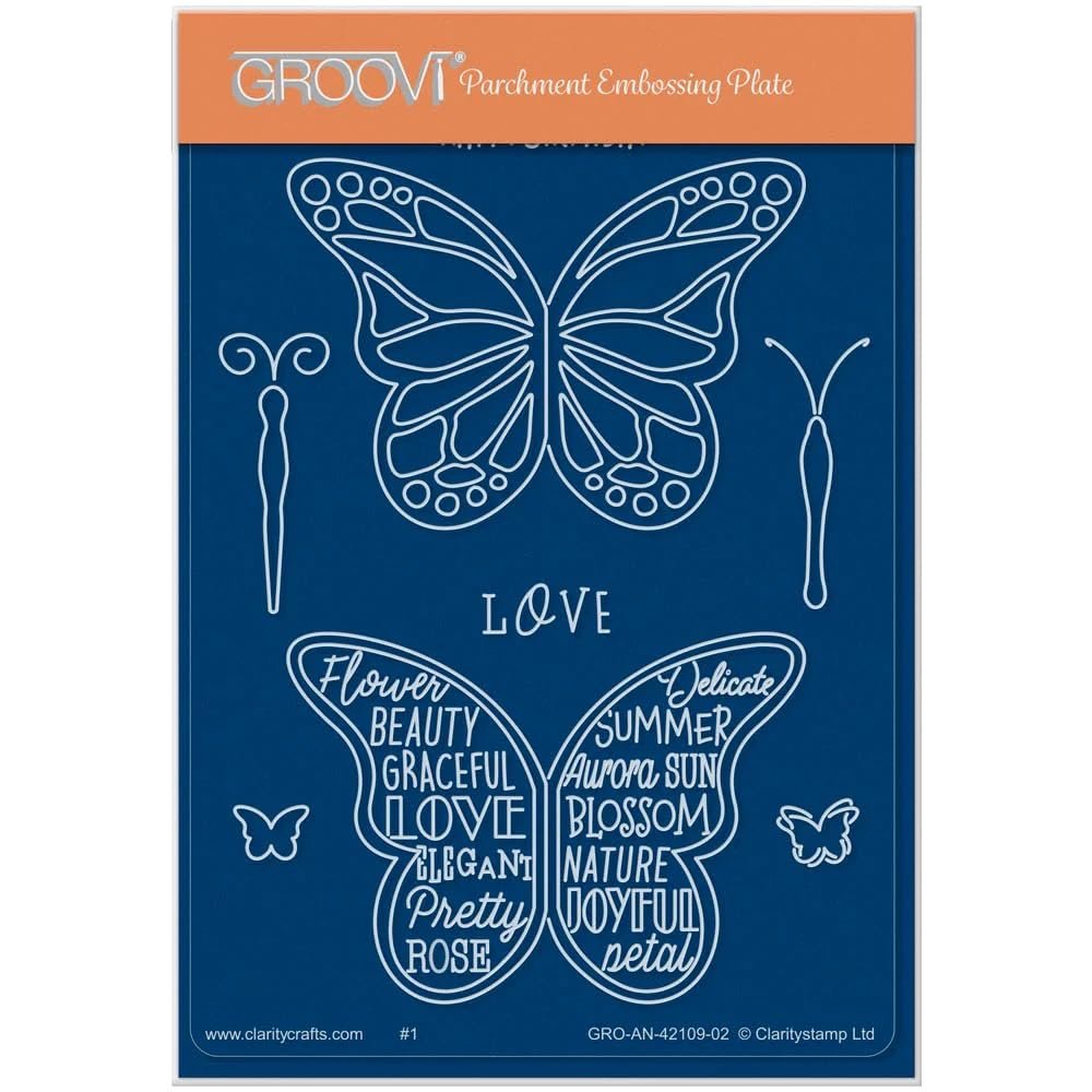 Clarity Stamps Happy Birthday Butterflies A6 Groovi Plate