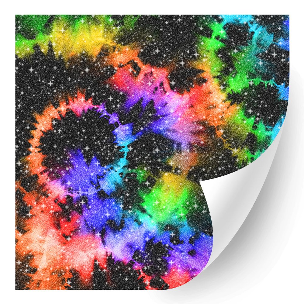HTV4U Glitter Pride Rainbow Patterned Heat Transfer Vinyl (Rainbow Tie Dye, 12" x 12") - Iron on Vinyl Paper, Graphic Design Printed Patterns
