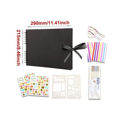 DANCOLOR Photo Album DIY Handmade Scrapbook for Wedding Anniversary Baby Book 80 Black Pages Craft Paper Album Memory Books (Color : B40 80page, Size : One Size)