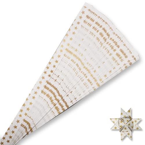 Gold Star Patterned Paper Strips for Weaving Projects. Paper Strips for Moravian Stars, German Stars and Froebel Stars. 50 Strips per Pack (1/2 x 20 inch)