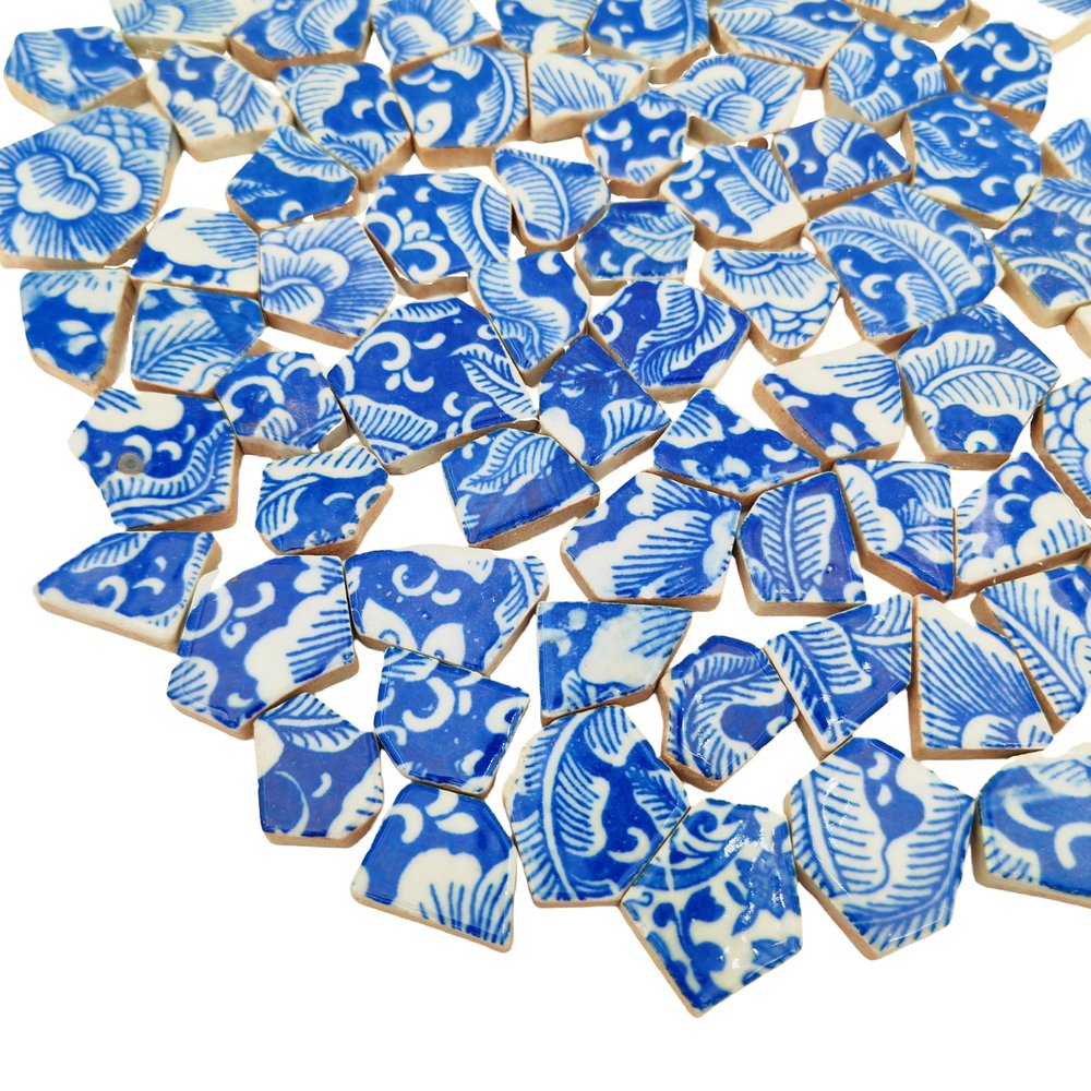 1.1 LB Porcelain Ceramic Mosaic Tiles,Broken Irregular Mosaic Tiles for DIY Craft Floor,Kitchen,Pool, Flower Pots Mosaic Making Supplies (Porcelain 08)