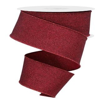 Fine Glitter on Royal Burlap (Canvas) Wired Edge Ribbon, 2.5" x 10 Yards (Taupe)