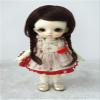 JD061 5-6inch 1/8 OB11 Twins Messy Braids Mohair BJD Doll Wig (Dark Brown) view 1