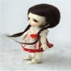 JD061 5-6inch 1/8 OB11 Twins Messy Braids Mohair BJD Doll Wig (Dark Brown) view 3
