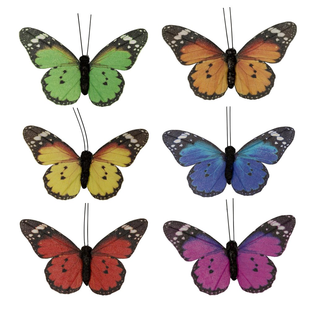 Berfutall-Butterfly Decorations Set of 12 with Wire Butterflies for Crafts Decorative Monarch Butterfly 3.52.3in Spring Home Decor Floral Pick