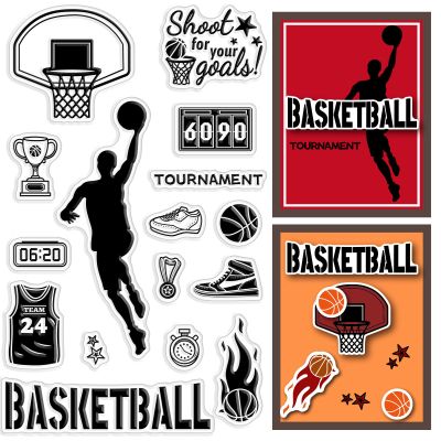 CRASPIRE Silicone Clear Stamps Basketball Player Sportswear Sneakers Reusable Rubber Transparent Seals for Cards Making DIY Scrapbooking Journal Photo Album Decorative Decor
