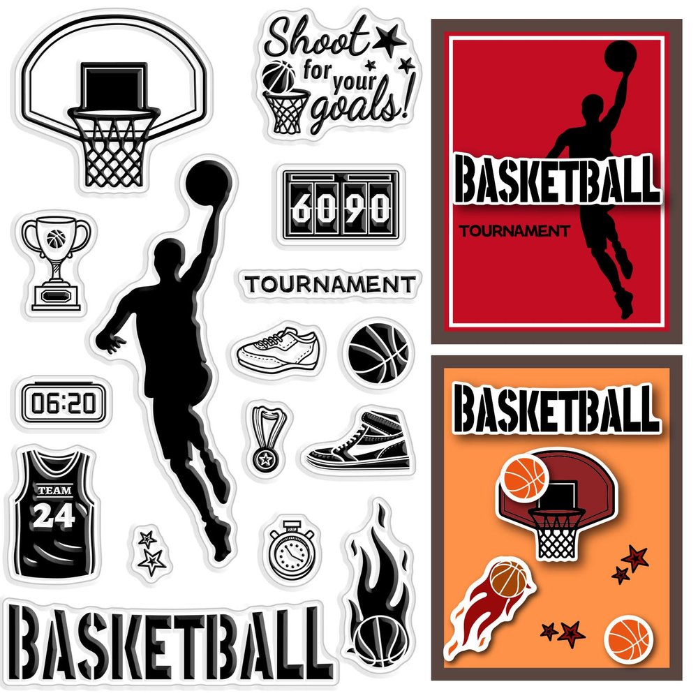 CRASPIRE Silicone Clear Stamps Basketball Player Sportswear Sneakers Reusable Rubber Transparent Seals for Cards Making DIY Scrapbooking Journal Photo Album Decorative Decor
