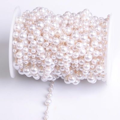 GIOTEL Beading 1M Beaded Copper Chain Pearl Chain Handmade Necklace Bracelet DIY Jewelry Making Crafts Components Jewelry Production Chain (Color : KC 3-9mm, Size : 1meter)